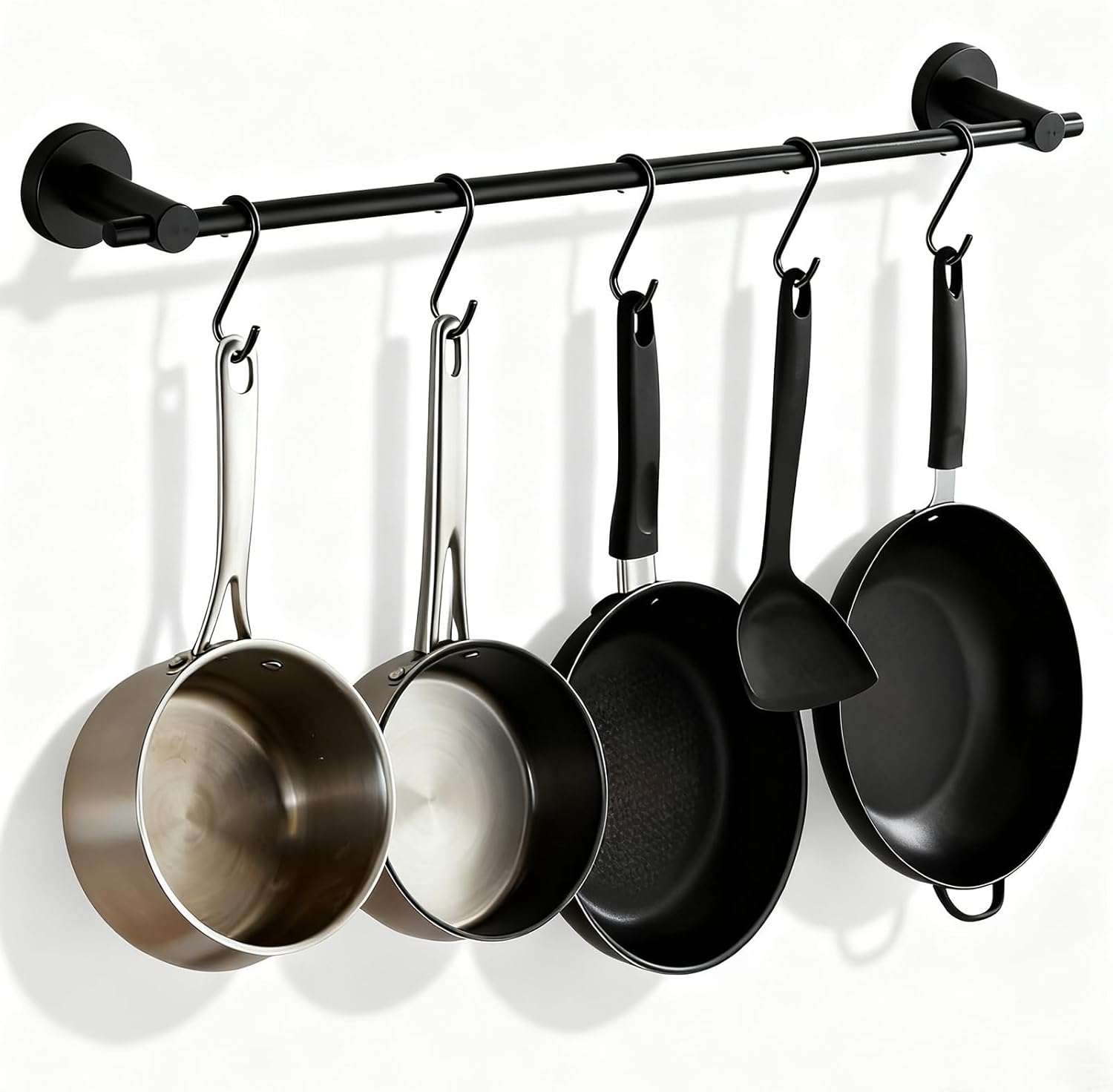 Amazon.com: NEWRAIN Pot Rack Wall Mounted, 21 inch Hanging Pot and Pan ...