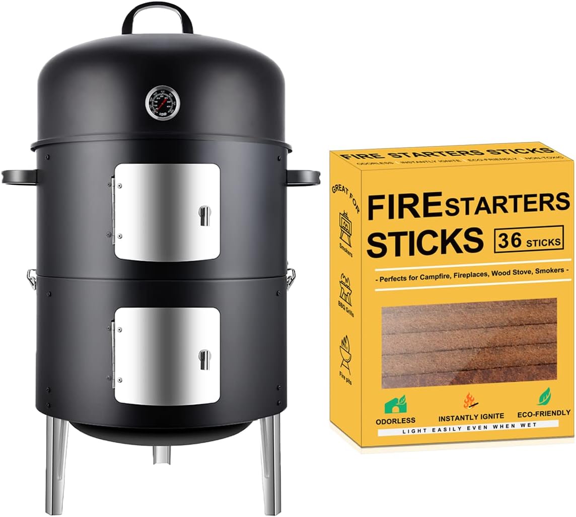 Realcook 17inch Charcoal Smoker with Natural Fire Starters