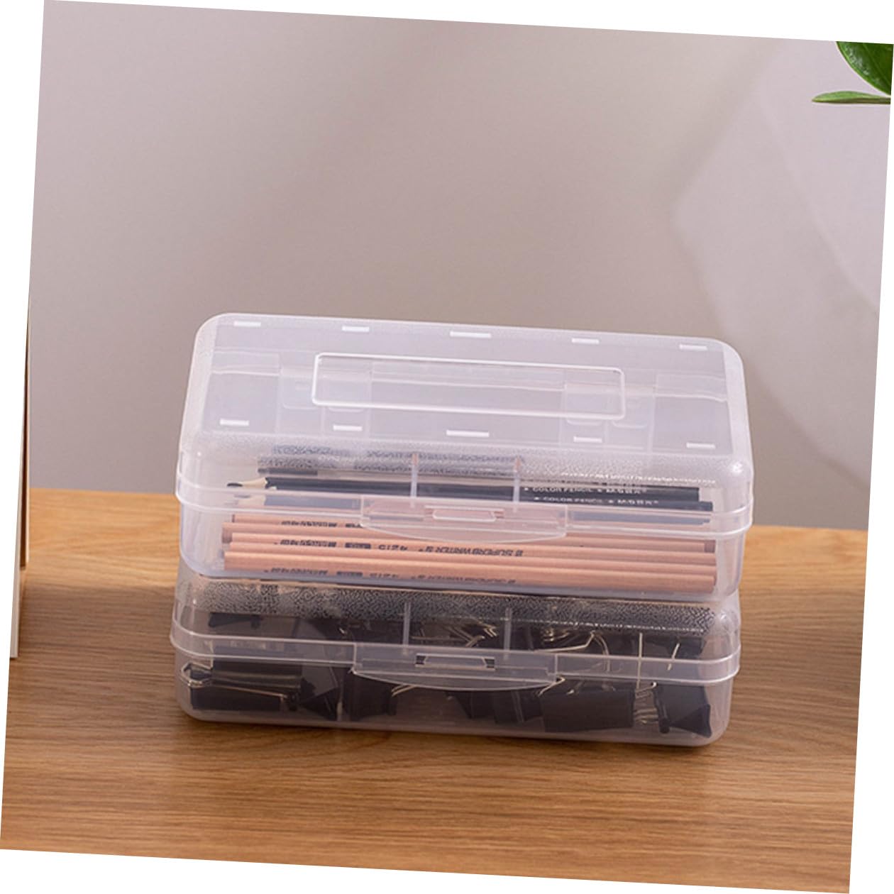 Astuccio Trasparente Scuola in Plastica Pp, Organizer 6 Pezzi | Scatola Contenitore Impilabile e Ordinata, Decorazioni Scuola per Oktoberfest Party