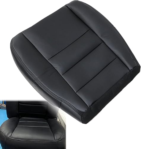 Miniatura 2 de NLQR Funda de cuero de repuesto para asiento delantero del conductor y del pasajero, parte inferior y parte superior inclinada, color negro,