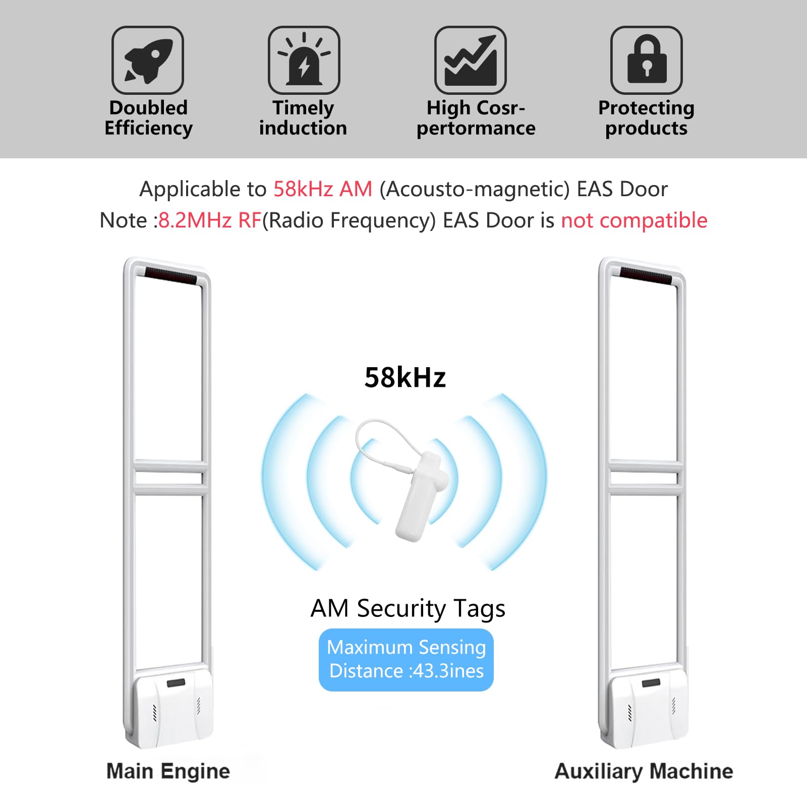 1000 etichette di sicurezza con cordino, etichette rigide riutilizzabili per abbigliamento con cordino, compatibili con sistema di sicurezza EAS Checkpoint da 58 khz (DSLT01)