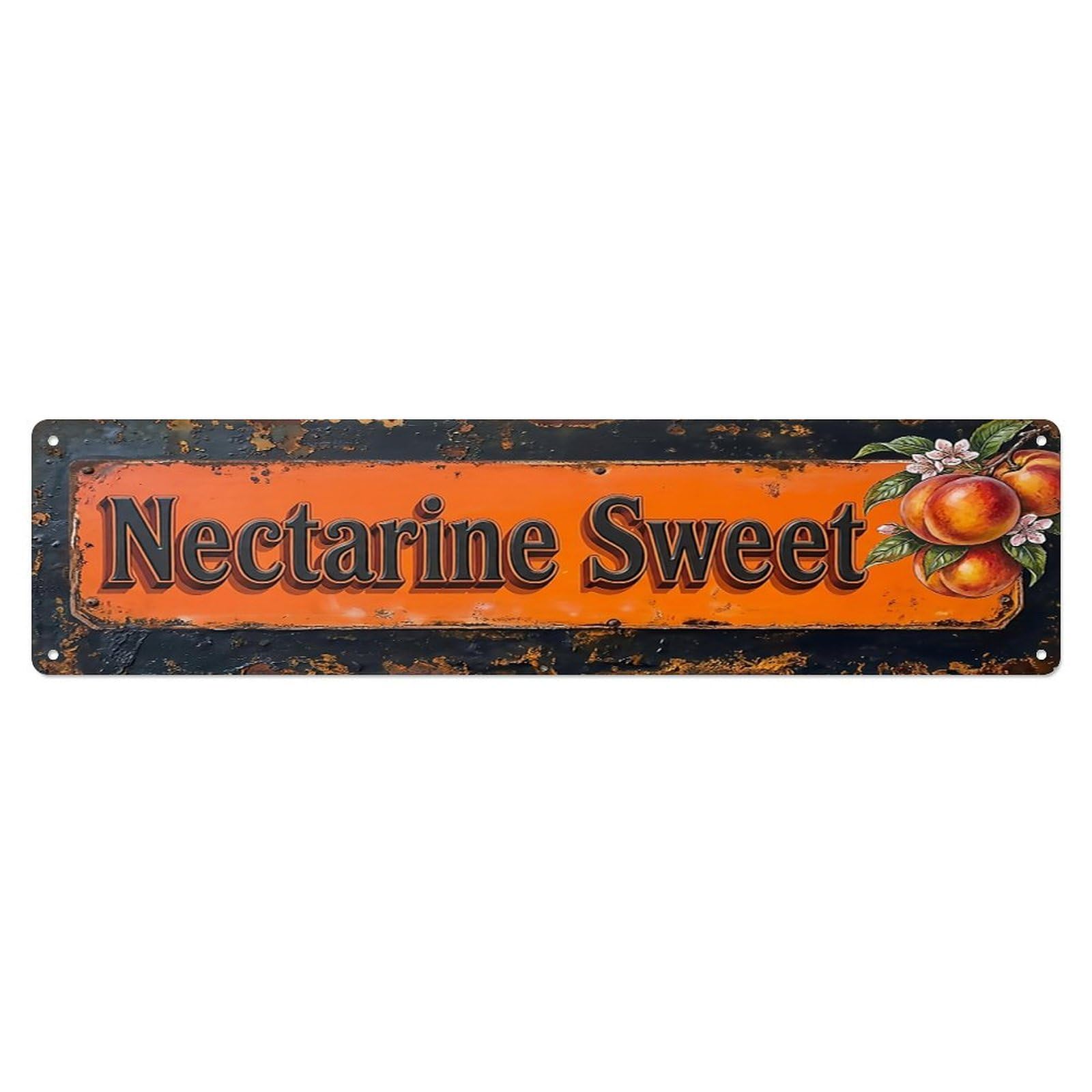Vintage Nectarine Sweet Juicy Farmhouse Metal Tin Sign