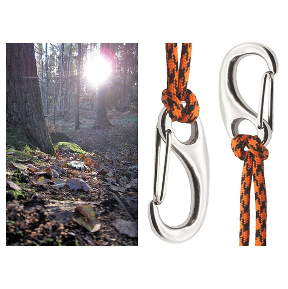6 Pezzi Ganci a Scatto,Moschettone a Molla in 304 Acciaio Inox,50 mm Forma di Uovo A Molla Ganci per Alpinismo,Campeggio,Escursioni,attività All'aperto