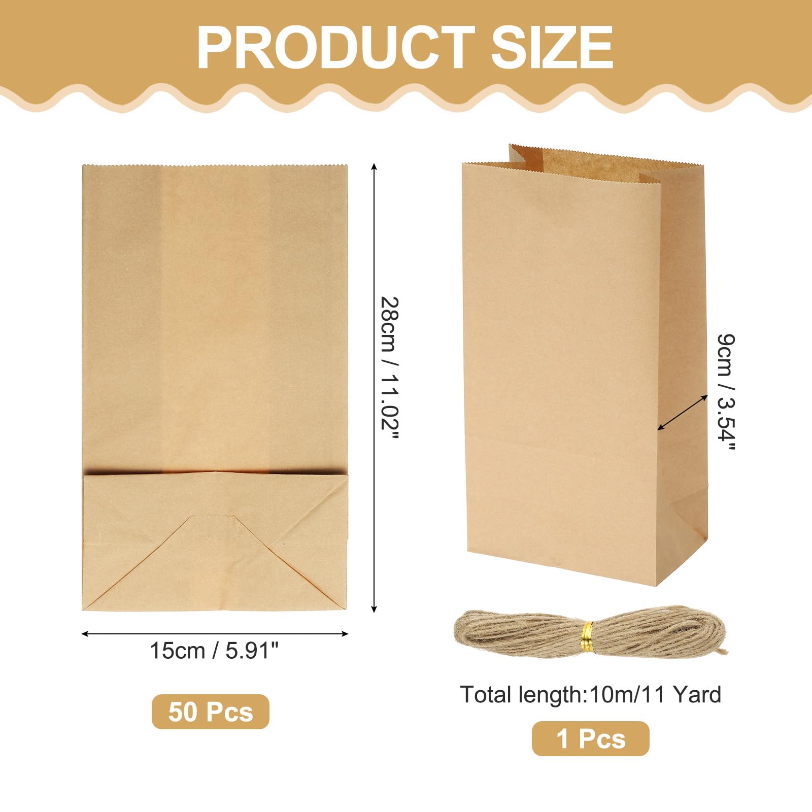 PATIKIL 50 Pcs Kraft Paper Treat Bags - Image 2