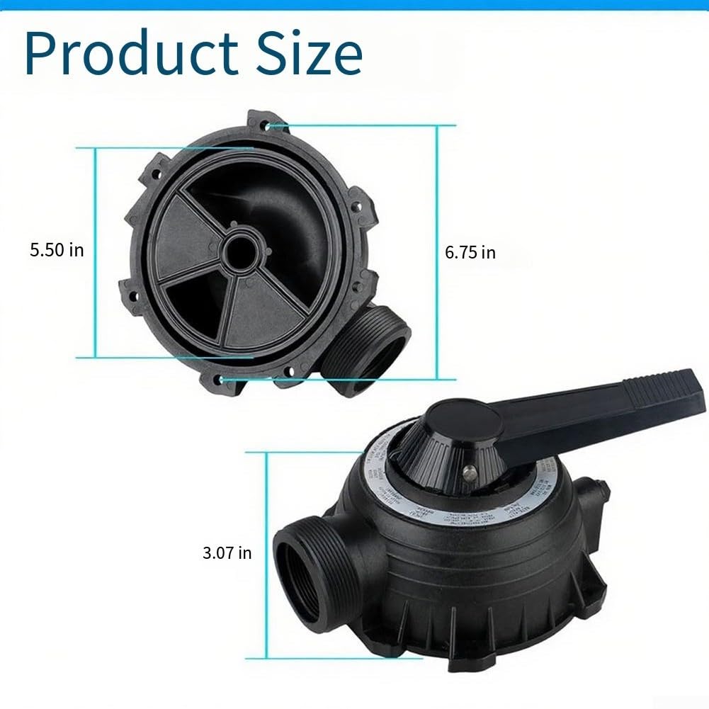 Couvercle de rechange pour valve multiport Sta-rite Wc112-148a Wc112-147 en plastique noir avec joint d'étanchéité et ruban adhésif brut pour équipement de piscine