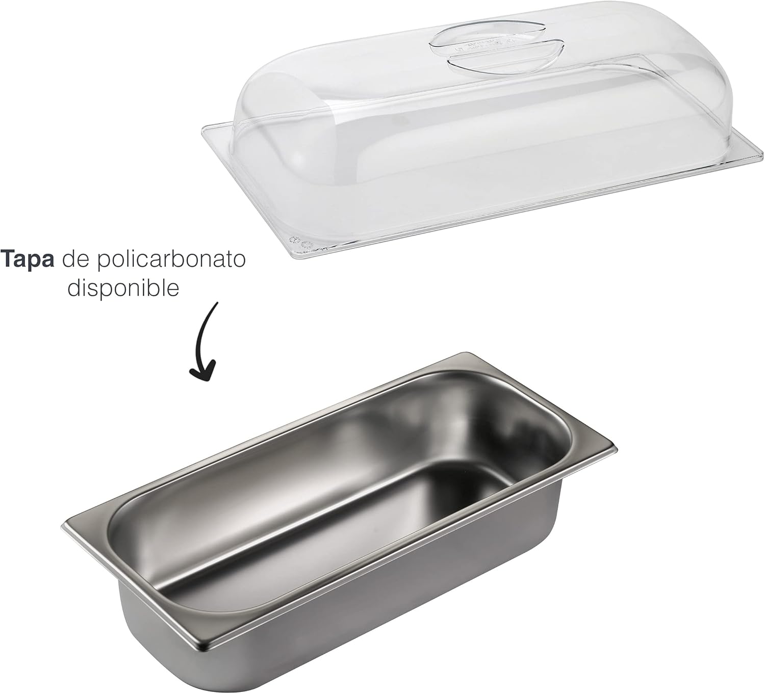 LACOR 66178 Cuvette, Container, Stainless Steel Tray 18/10, Refrigerator, Preserves Ice Cream, Shaped Edges, Stackable, Dishwasher Safe, 360x165x80mm