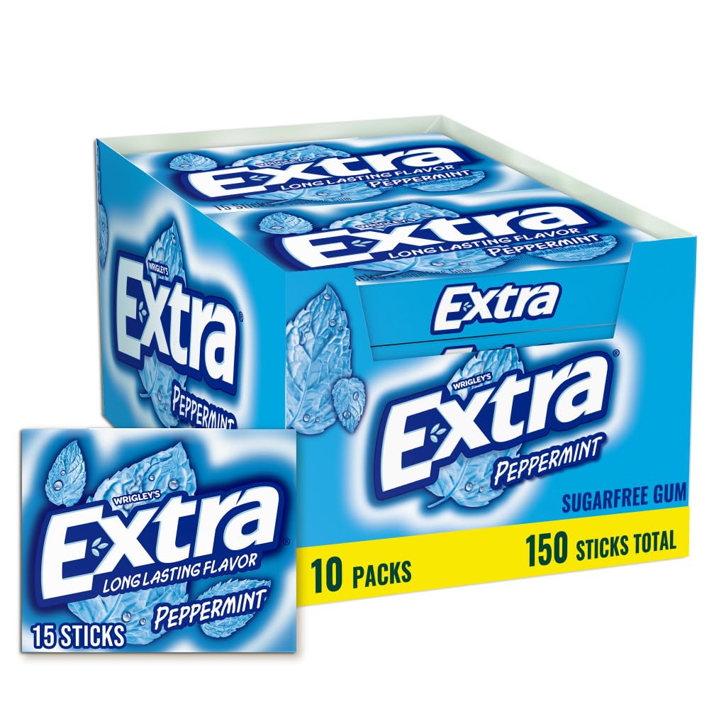Extra Gum Peppermint Chewing Gum Bulk Individually Wrapped Perfect for Fresh Breath at School Work and Travel 15