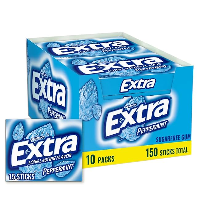 Extra Gum Peppermint Chewing Gum Bulk Individually Wrapped Perfect for Fresh Breath at School Work and Travel 15