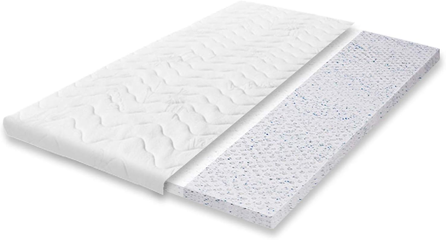 Primo Line Gel Infused Latex Mattress Topper Super King Height 7 cm, Pinpointed Support - Medium Firmness - with Removable Quilted Fitted Cover, Size: 180x200 cm