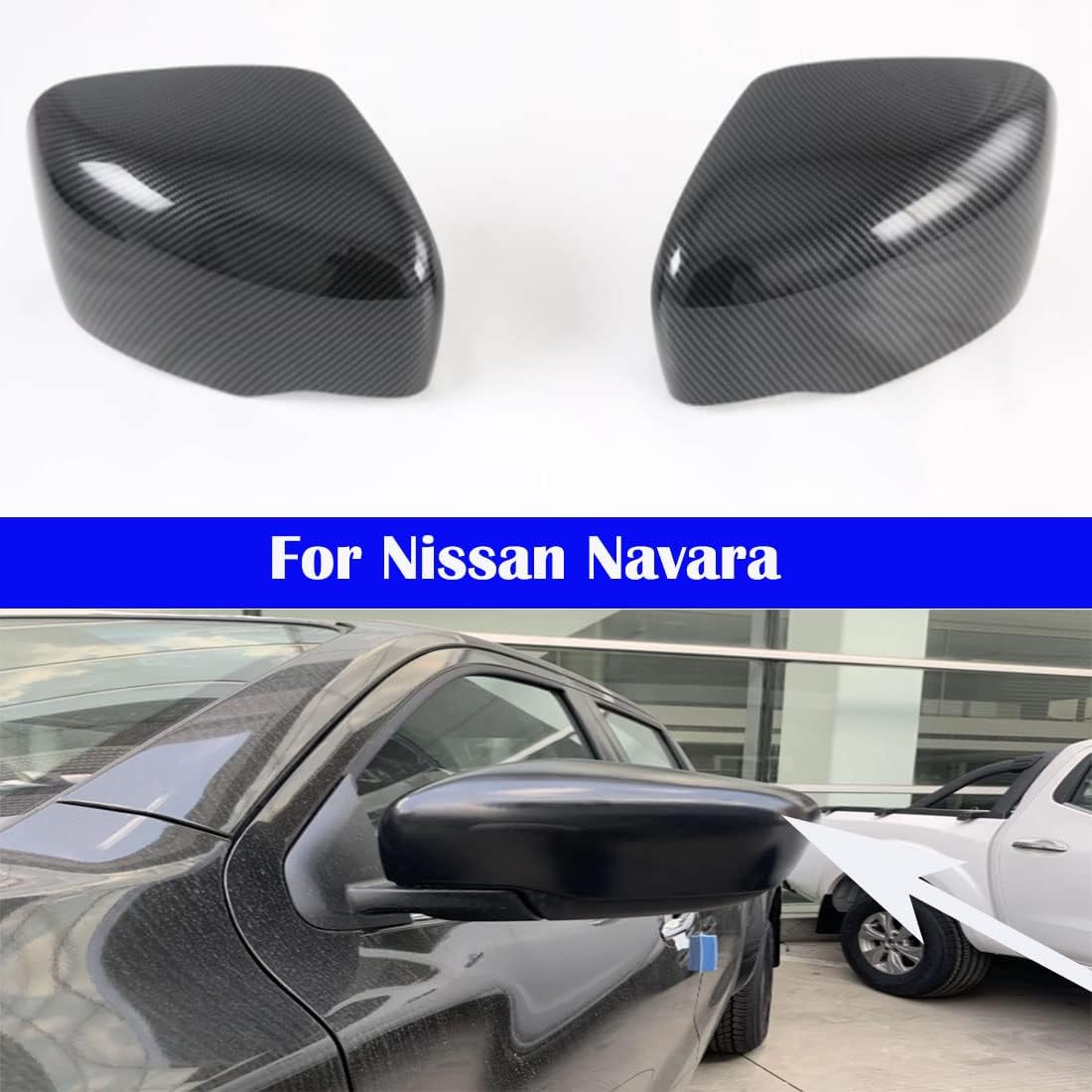 Car exterior decorative strip modified carbon fiber decorative strip For Navara 2020-2021-2022 (2 Mirror cover high Electroplated)