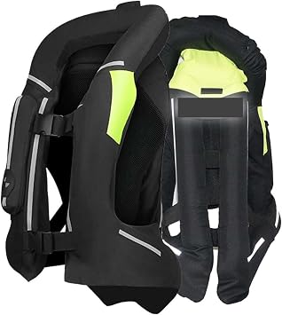 Fluorescent Airbag Vest for Motorcyclists with Tail Protection Motocross Air-Bag Riding Jacket Black L