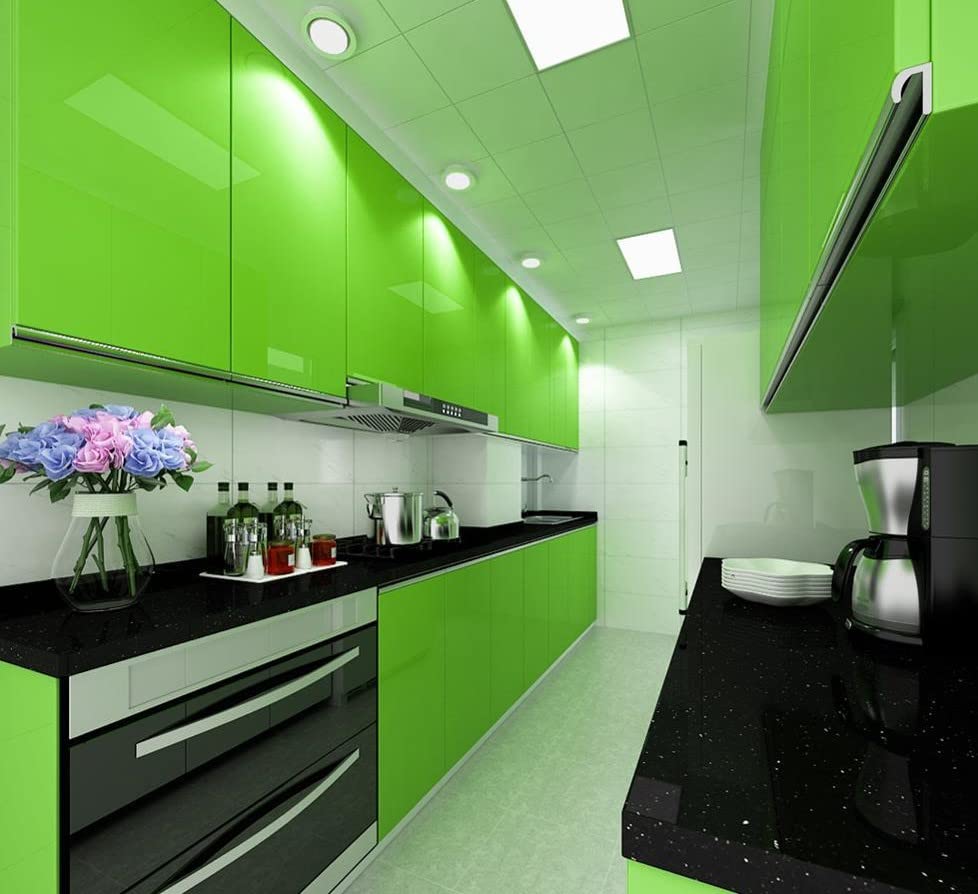 ERATO Glossy Wallpaper Peel & Stick Vinyl Contact Paper Self Adhesive Wallpaper for Kitchen Cabinets Furniture Countertop Removable Waterproof Wallpaper (Green Glossy, 2 Feet x 5 Feet)