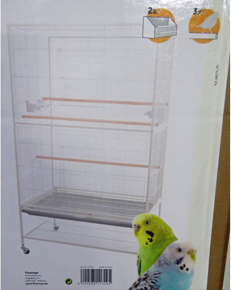 Allforwan ｓlife 鳥かご 鳥小屋 ベルギー Flamingopet バードケージ サンバ ホワイト 餌入れ スタンド付き キャスター おしゃれ 大型 Flamingopet 鳥かご ケージ 通販 Amazon
