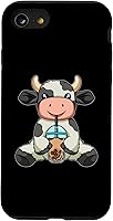 Vista 8 de iPhone 12 mini vaca beber té de burbujas lindos animales con estuche de té Boba