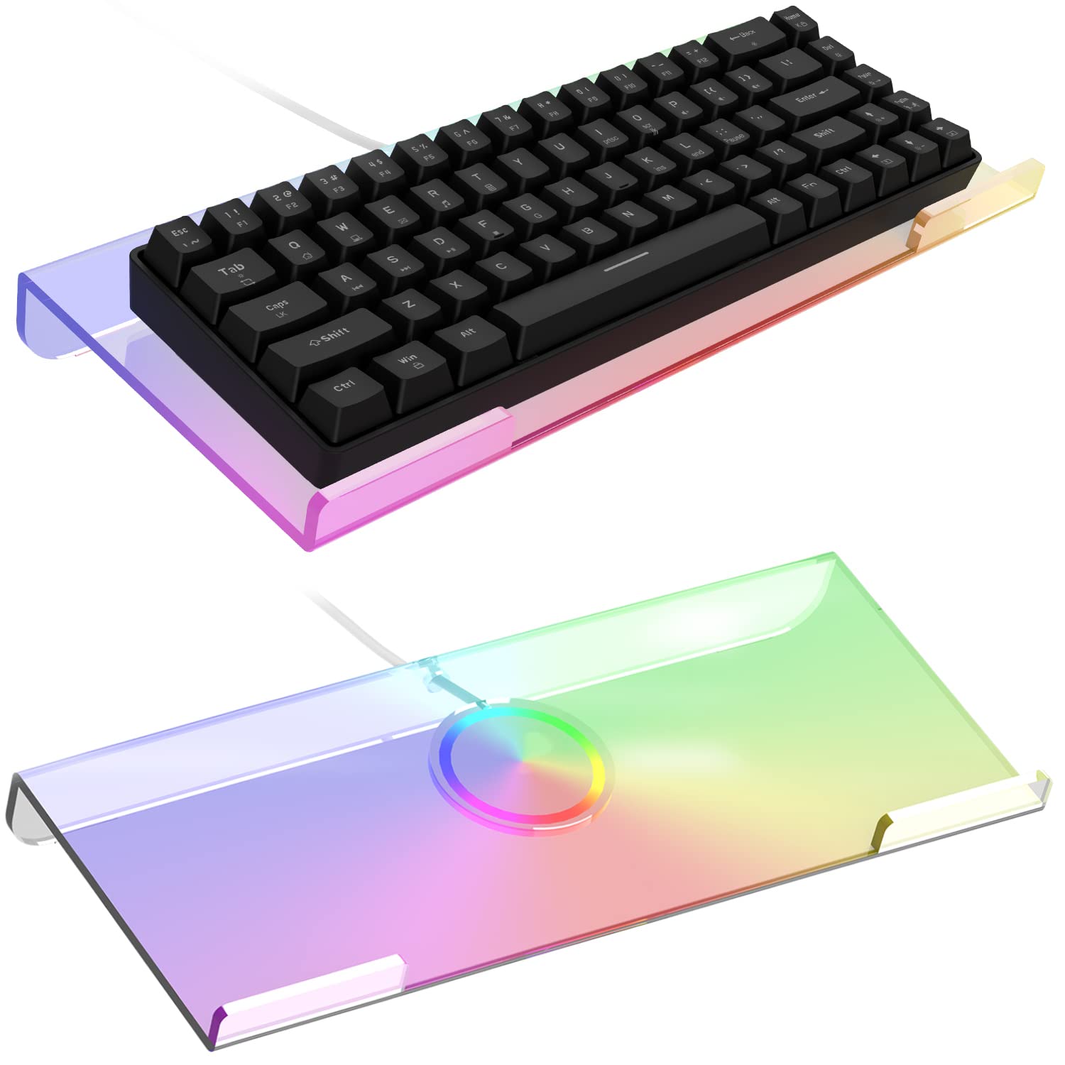 Premium Acrylic Keyboard Stand, Computer Gaming Keboard Tray, RGB LED
