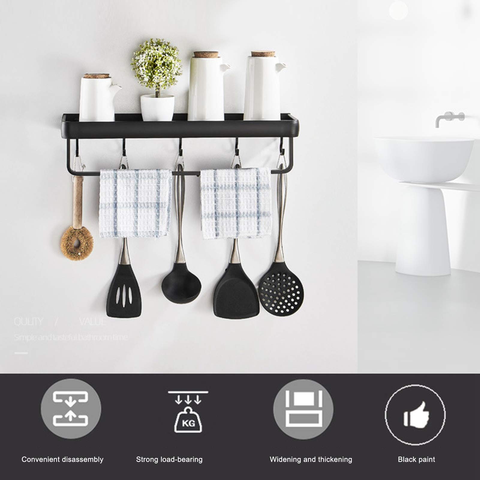 Estante De baño Estantes De baño, Estante Flotante Multifuncional De 19,6 Pulgadas Estantes De Cocina Montados En La Pared Estante De Almacenamiento De baño para Sala De estar Cocina Y Dorm