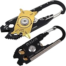 PULLOX 20 in 1 Multitool Carabiner, Wire Stripper, Nail Puller, File, Wrench, Pocket Tool, Black