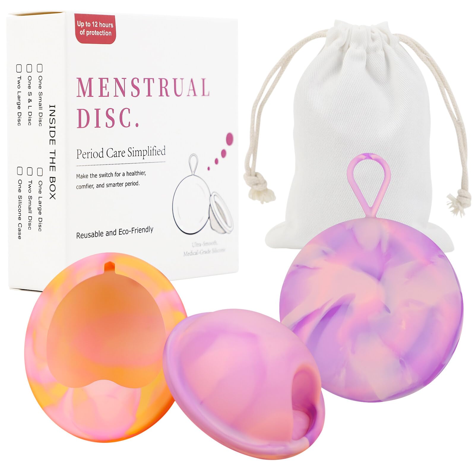 Menstrual Cups, Pack of 2 Reusable Menstrual Disc Soft Grade Silicone Menstrual Cup - Comfortable, Leak-Proof Period Protection,Small Large Sizes,Tampon, Pad, Cup Alternative