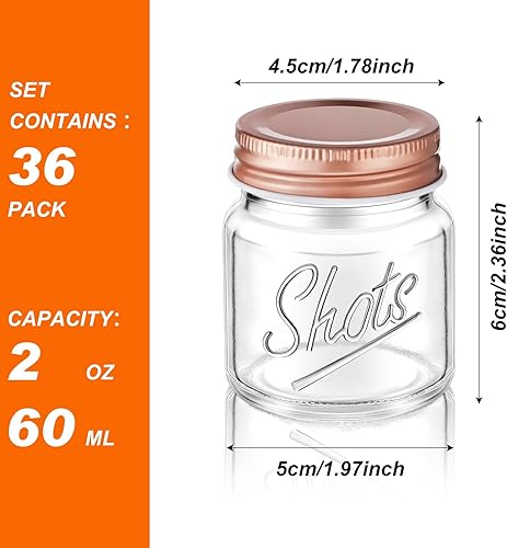 Miniatura 9 de 36 vasos de chupito con tapas de 2 onzas, vasos de chupito, aptos para lavavajillas, para bodas, fiestas, hogar, bar, bebidas, regalos de postres