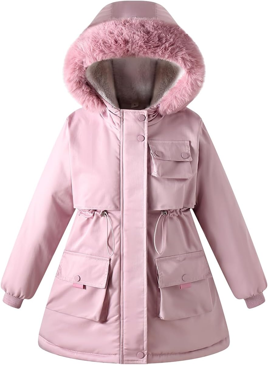Teen Girls Winter Coat Long Puffer Fleece Jacket Hoodie Outfit Kid Clothes Parka