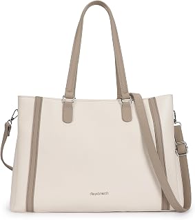 Structured Laptop Tote Bag for Women | Faux Leather Work Bag with 14-Inch Padded Sleeve, 3 Compartments, Zip & Magnetic Cl... Price In India