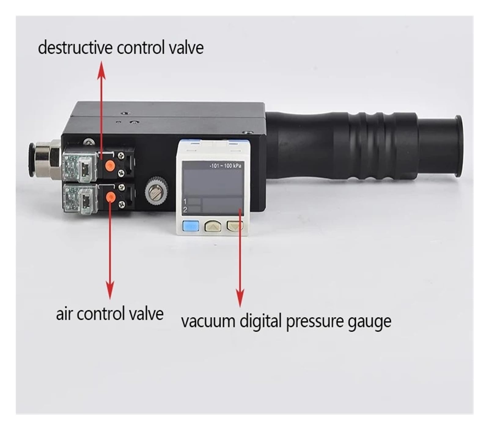 Generador de vacío integrado, válvula de Control eléctrica, pantalla Digital, pinza neumática de presión negativa(HGM-VT18-3-N)