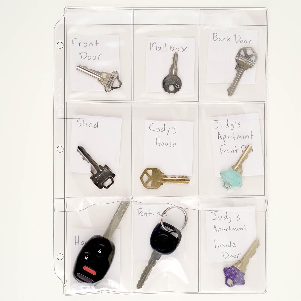 StoreSMART® Key Holder - Clear Vinyl Binder Pages - 10-Pack - Top Load with Flaps- RMSTWPF-KEY-10