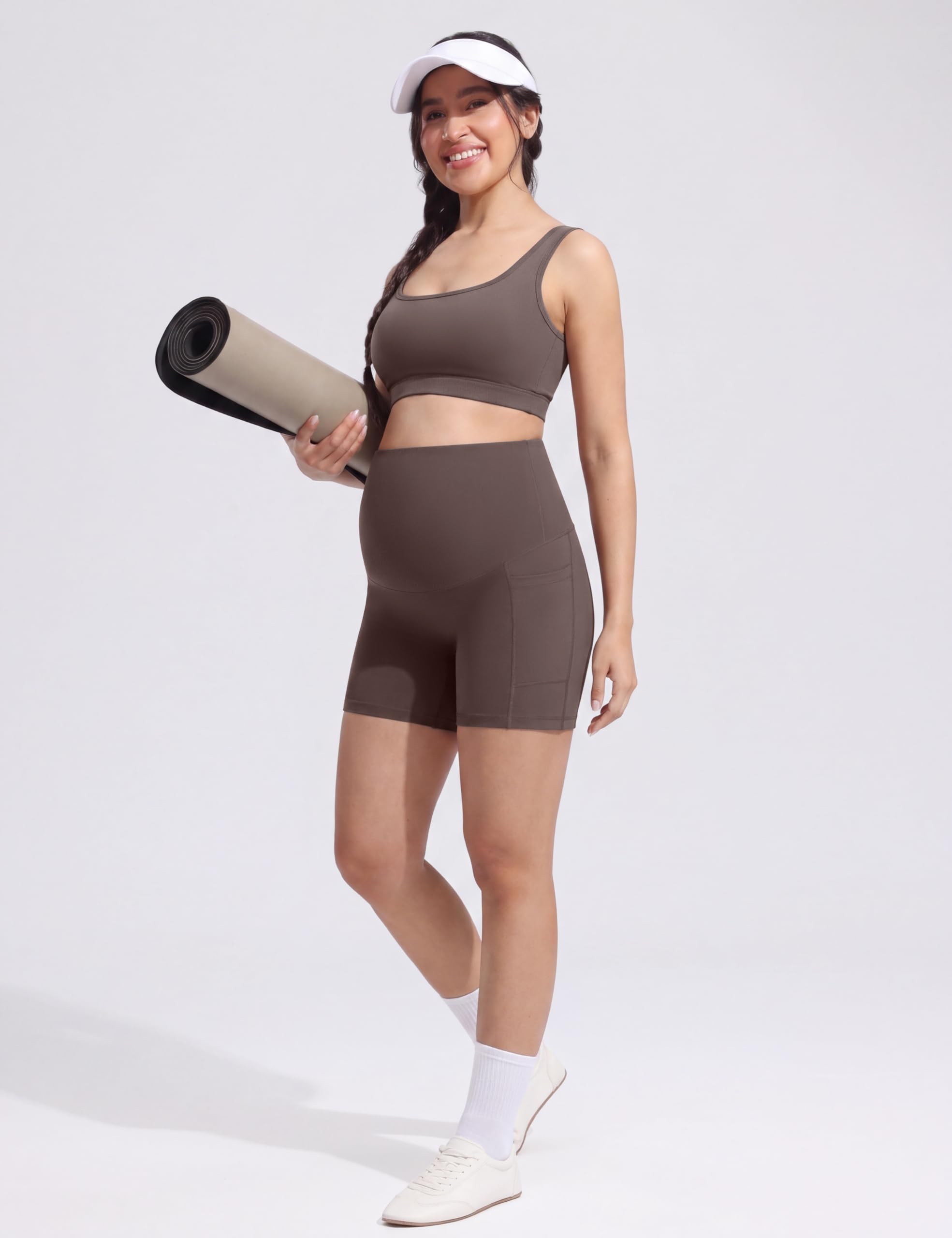 POSHDIVAH Pantalones Cortos de Yoga para Mujer con Bolsillos de 12,7 cm/20,3 cm