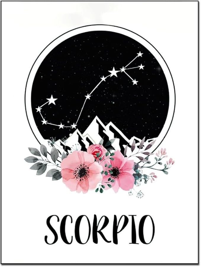 AAHARYA Scorpio Zodiac Star Sign Posters Wall Art Canvas Painting Posters And Prints Wall Art Pictures for Living Room Bedroom Decor 12x16inch(30x40cm) Frame-style-6
