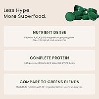 Vista 3 de Pólvora pura de espirulina hawaiana., 732894010048, tabletas 500mg, 1