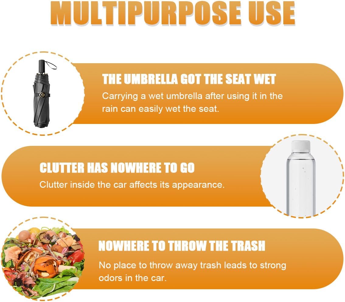 Car Umbrella Storage Bucket, Waterproof & Leakproof Auto Front & Back Seat Door Umbrella Storage Hanging Holder, Portable Vehicle Center Console Armrest Trash Can for Home, Office(Plastic) image 4