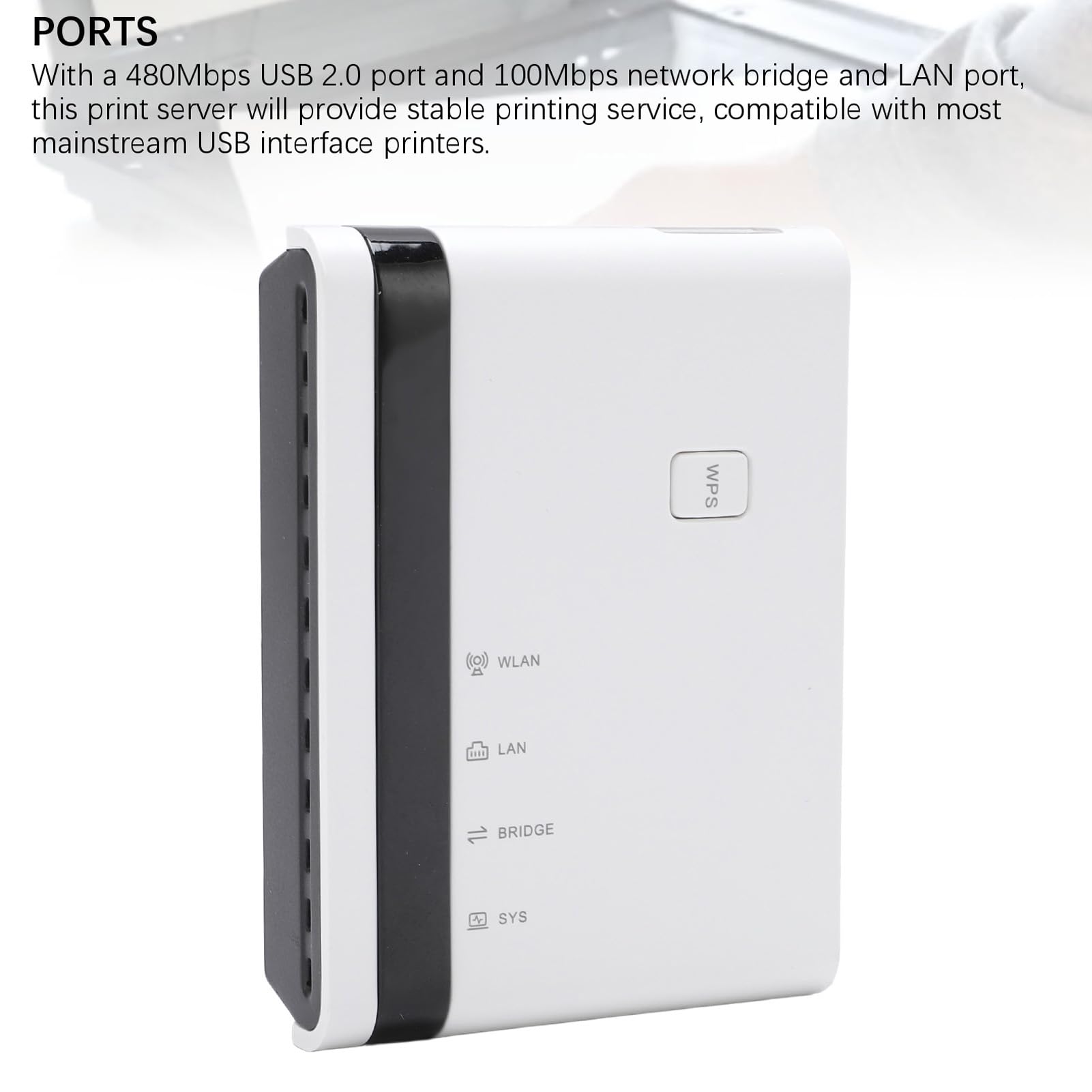 Luocute Serveur d'impression USB LAN 10/100 Mbps Support 4 Imprimantes Réseau sans Fil 2,4 G Prise UE