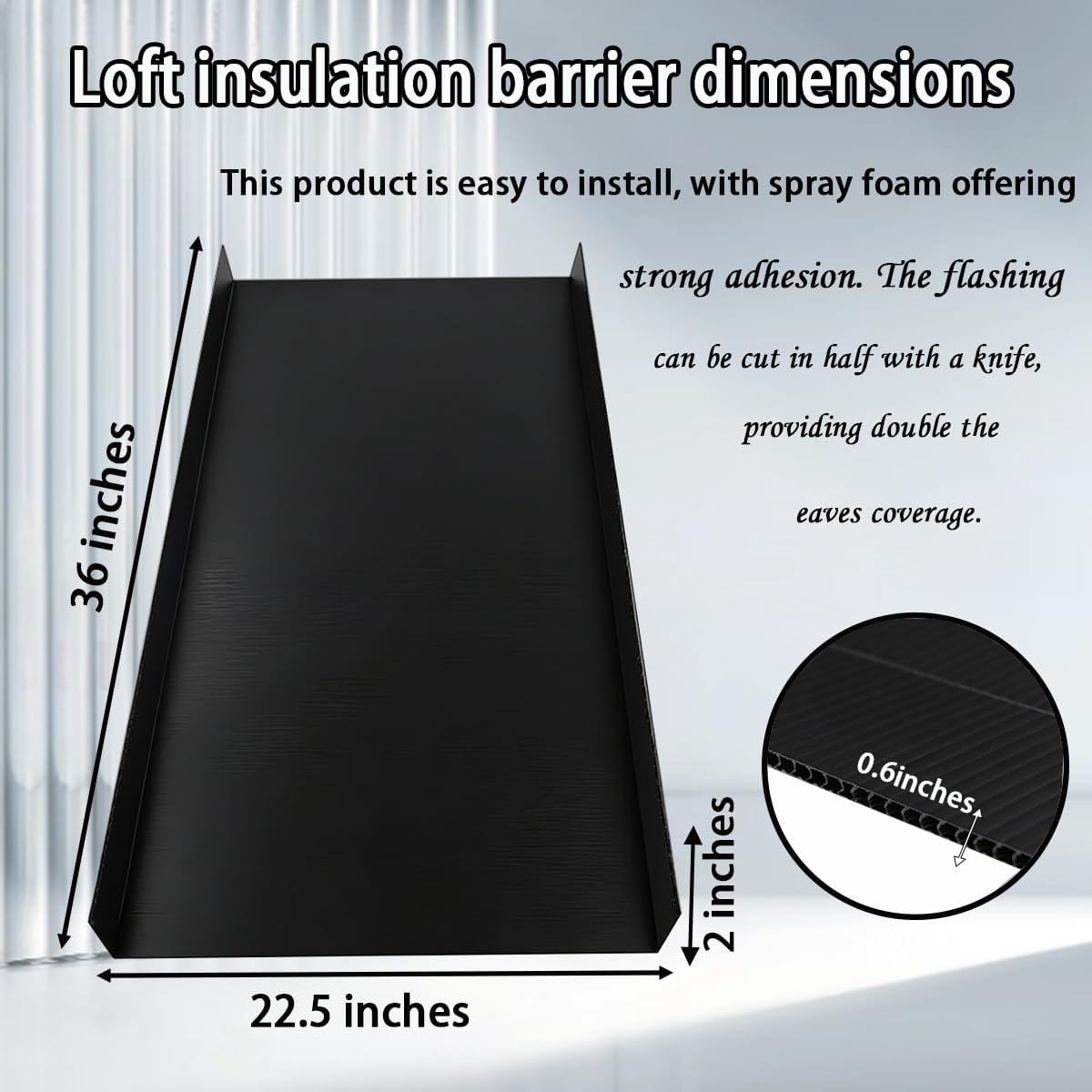 24'' Attic Insulation Baffles,25 Pack Black Polyethylene Attic Baffles with 2" Air Channel Rafter Vent,Attic Ladder Insulation Cover for 24" Rafter Bays