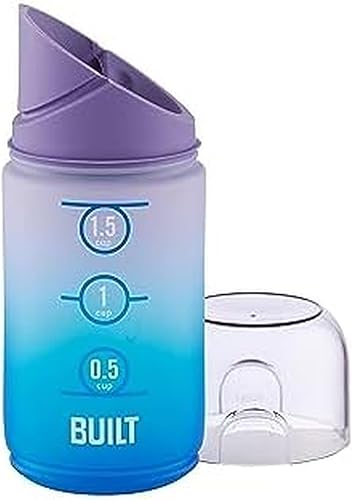 BUILT Tidbit On The Go - Contenedor de aperitivos de 12 onzas con tapa y vertedor, almacenamiento de alimentos y aperitivos con marcas de medición,