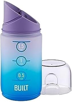 BUILT 12 Ounces Tidbit On The Go Snack Container with Lid and Pourer, Food and Snack Storage with Measure Marks, Wild Lavender