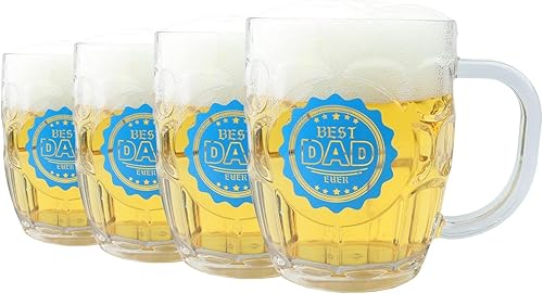 Tazas de cerveza Best Dad Ever vasos de plástico de 20 onzas, regalos perfectos para el día del padre y cumpleaños, sin BPA (paquete de 4)