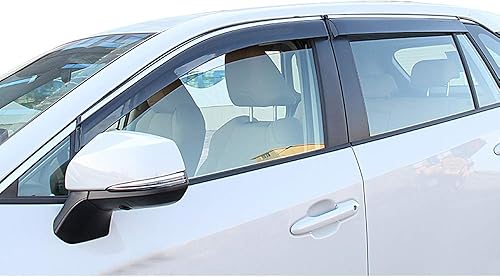 Miniatura 8 de IKON MOTORSPORTS, La visera adhesiva para ventana viene con ribete cromado compatible con Toyota RAV4 2019-2025, 4 unidades de policarbonato ahumado