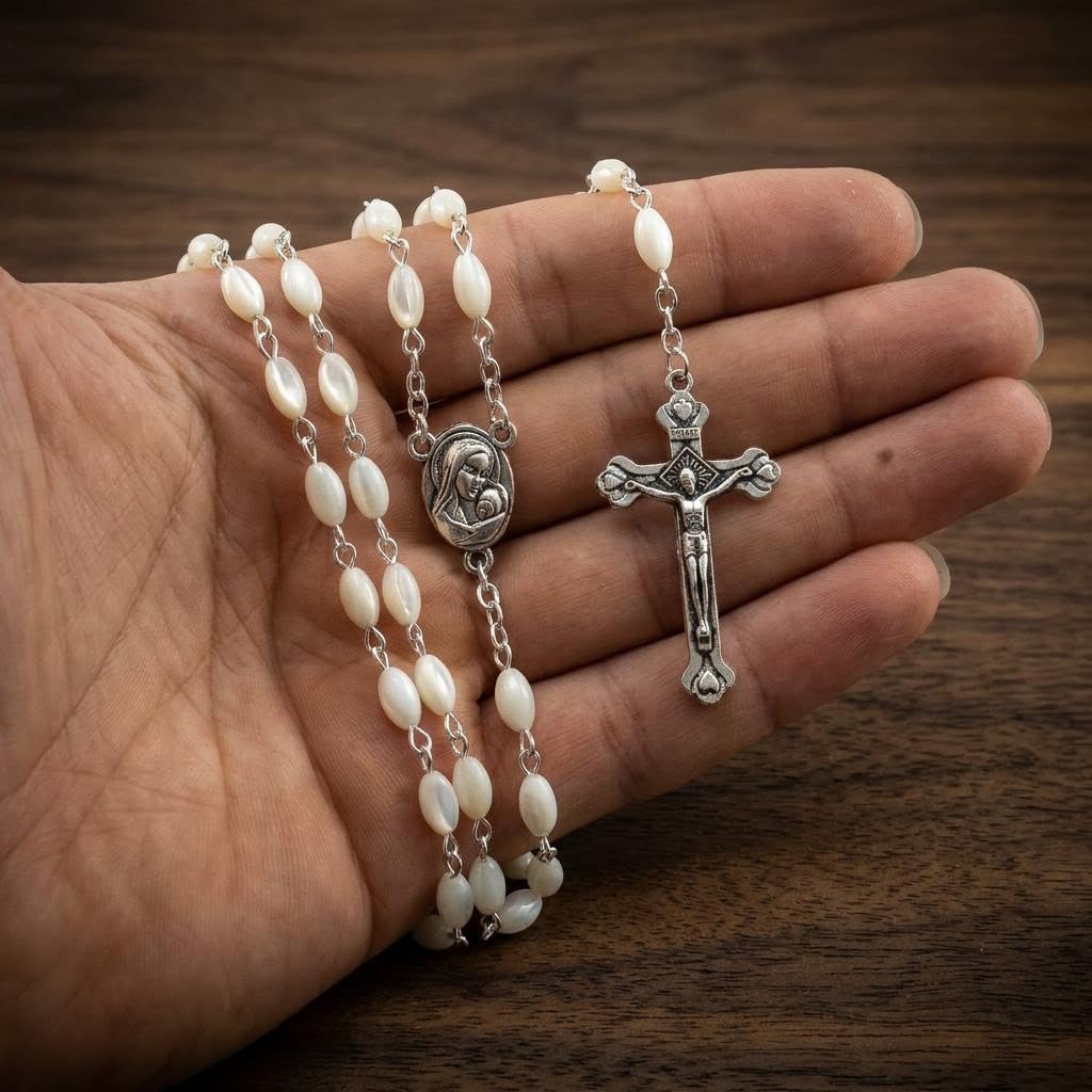 Amazon.com: Nazareth Store Mother of Pearl Catholic Rosary