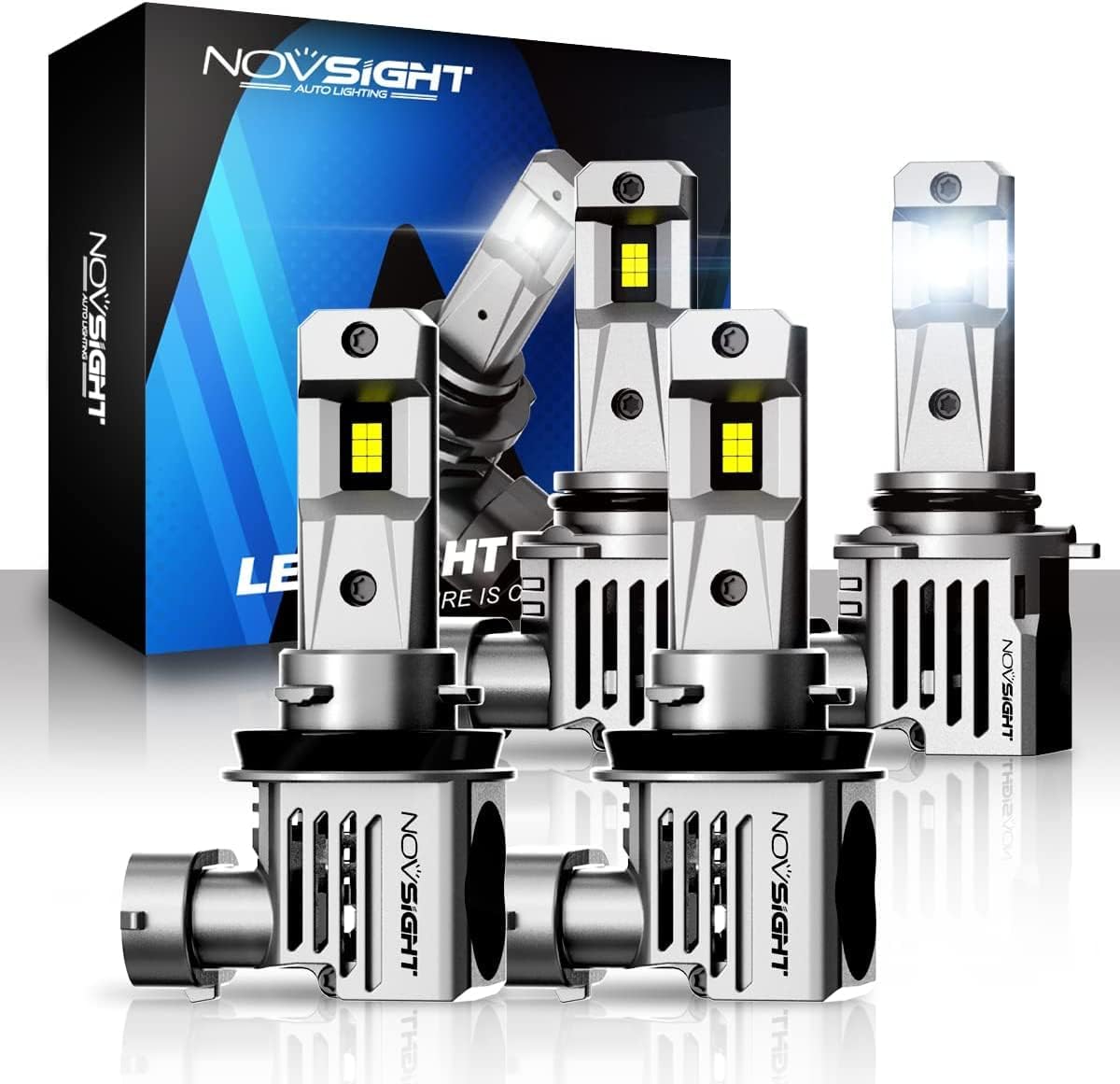 NOVSIGHT 9005 H11 Bulbs Combo, 36000 Lumens 160W Super Brighter Bulbs, 9005/HB3 for High Beam H11/H9/H8 for Low Beam, 6500K Cool White IP68 Waterproof, Pack of 4