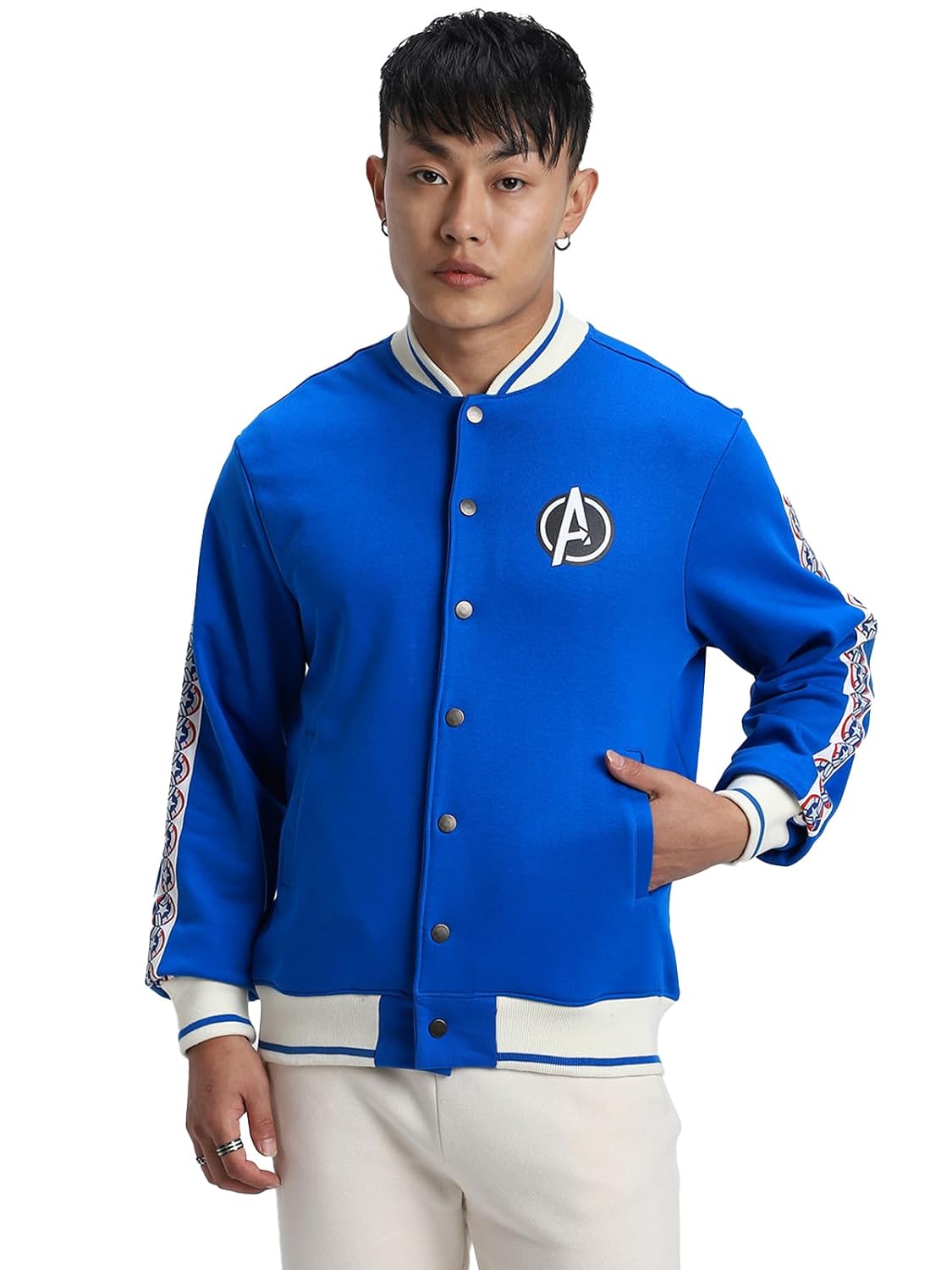 Veirdo® Cotton Polly Fleece Regular Fit Blue Printed Jacket for Men (VJK0423BLPT33) Veirdo® Cotton Polly Fleece Regular Fit Blue Printed Jacket for Men (VJK0423BLPT33)