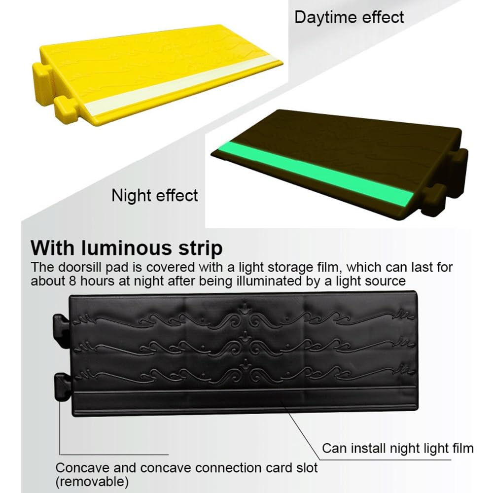 Rampa de umbral de Goma, rampas Antideslizantes para bordillos, rampa para Silla de Ruedas de 3 a 6,5 cm de Alto, rampa de bordillo empalmable con Tira Reflectante, para Entrada, Puerta, escalones (