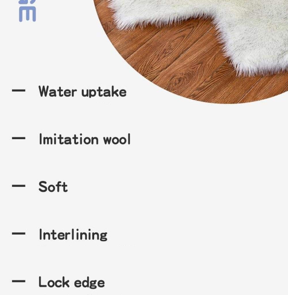 WEIDD Peau de Mouton synthétique,Cozy Sensation comme véritable Laine Tapis en Fourrure synthétique, Man-Made Luxe Laine Tapis de Canapé Coussin ，Pointe Grise sur Blanc 90x150cm en Forme