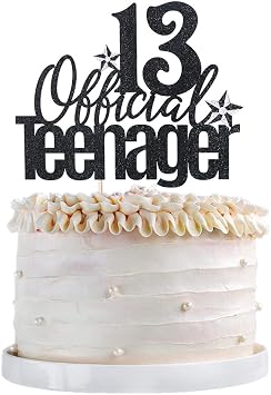 13 Official Teenager Cake Topper, 13th Birthday Cake Topper, Hello 13 Cake Topper, Cheers to 13 Years, Boy Girl 13th Birthday Party Cake Decoration black