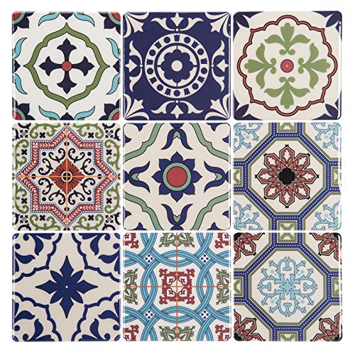 LONGKING Peel and Stick Backsplash Tile Stickers, Pistachio and Blue