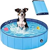 KBIBCK Hundepool mit Sprinkler, 20 x 80 cm, Faltbarer Pool für Hunde und Tiere mit Ablassventil, Hundeplanschbecken für Sommer Outdoor Garten, Tragbar Hundepool Schwimmbad Hunde, Katze