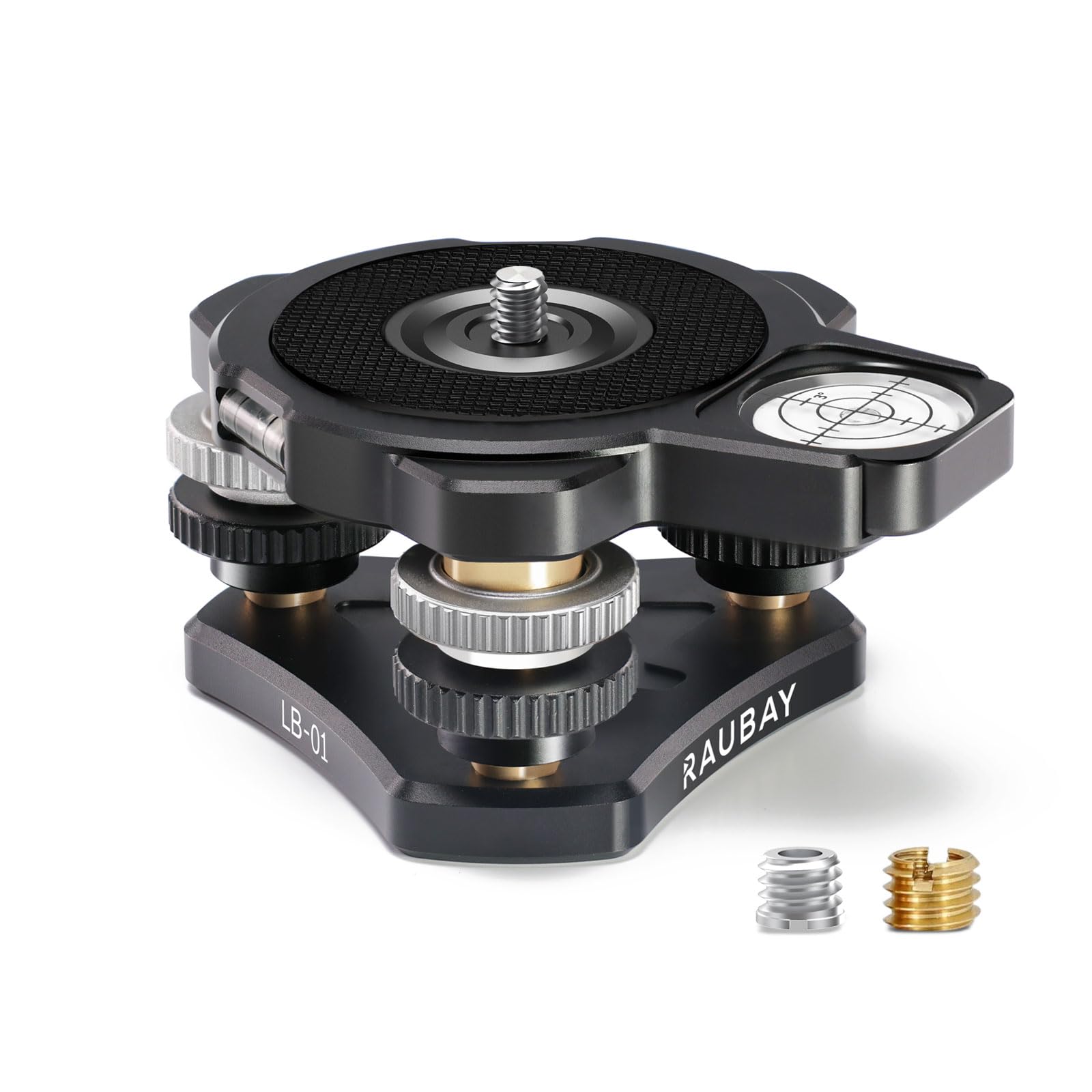 RAUBAY Stativ-Nivellierbasis – Abnehmbare magnetische Wasserwaage, ±6° Neigungsbereich, CNC-Aluminium 1/4"-Montage-Nivellierer für DSLR-Kameras, Videoköpfe und astronomische Teleskope LB-01