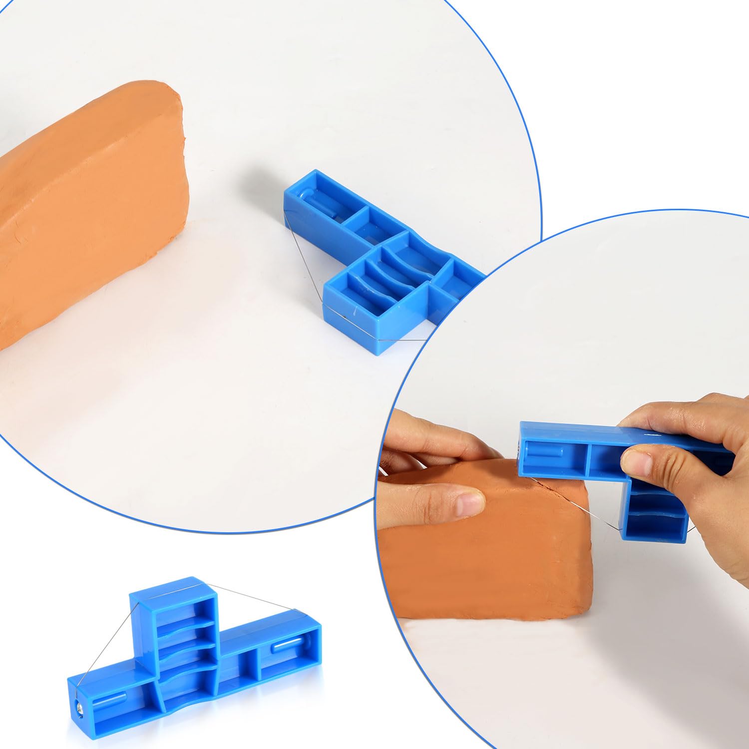 Hoekklei Snijgereedschap, 11x4,32cm Staaldraad Kleisnijder Flexibele Draad Schuine Snijder Klei Aardewerk Scoregereedschap voor Het Beeldhouwen Van Keramiek ( Blauw
