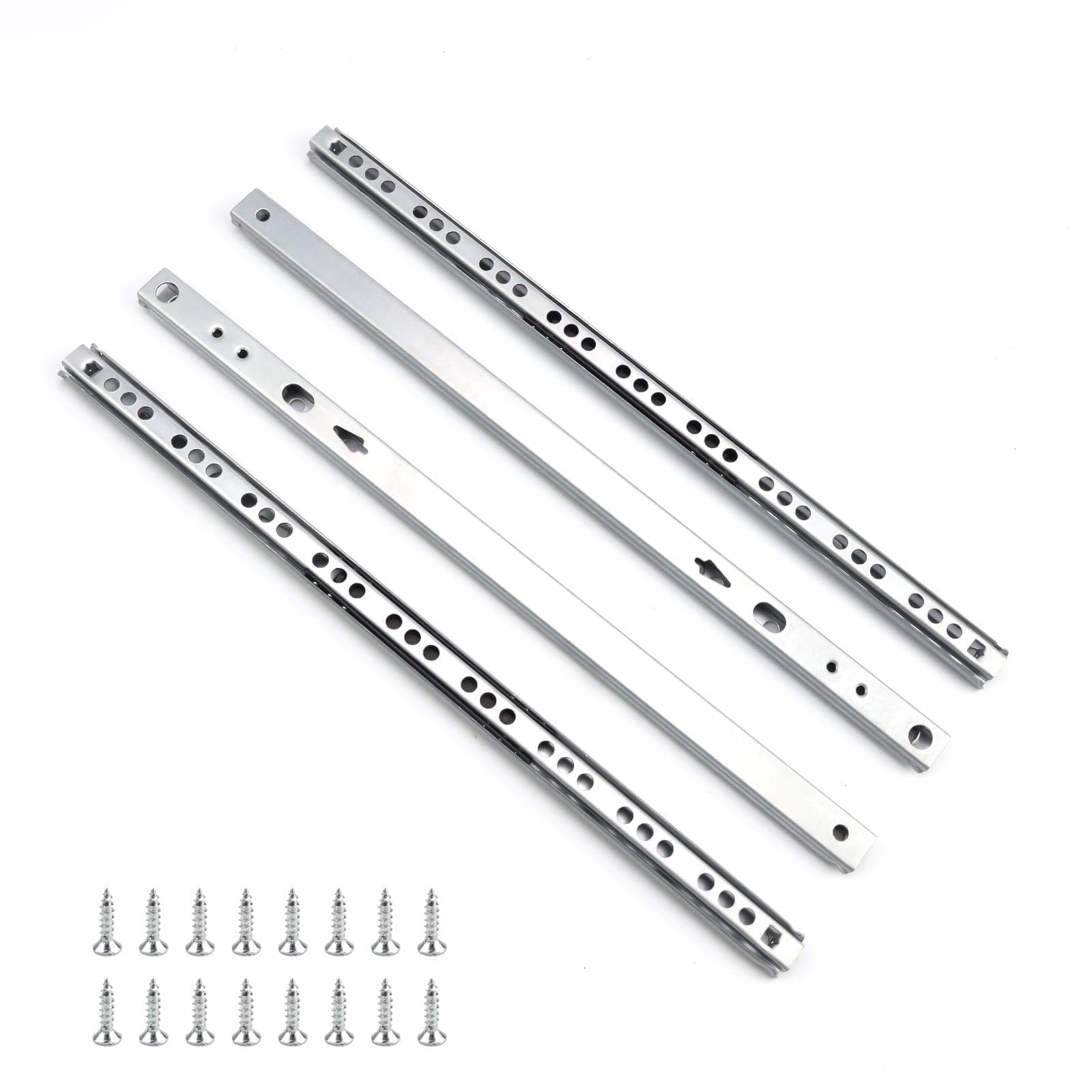 LERANXIN Draw Runners, 2 Pairs/4 Pieces, Undermount Drawer Slides with Two-Way Extension, 310 mm to 490 mm, Kitchen Drawer Runners, Galvanized Steel, for 17mm Recesses