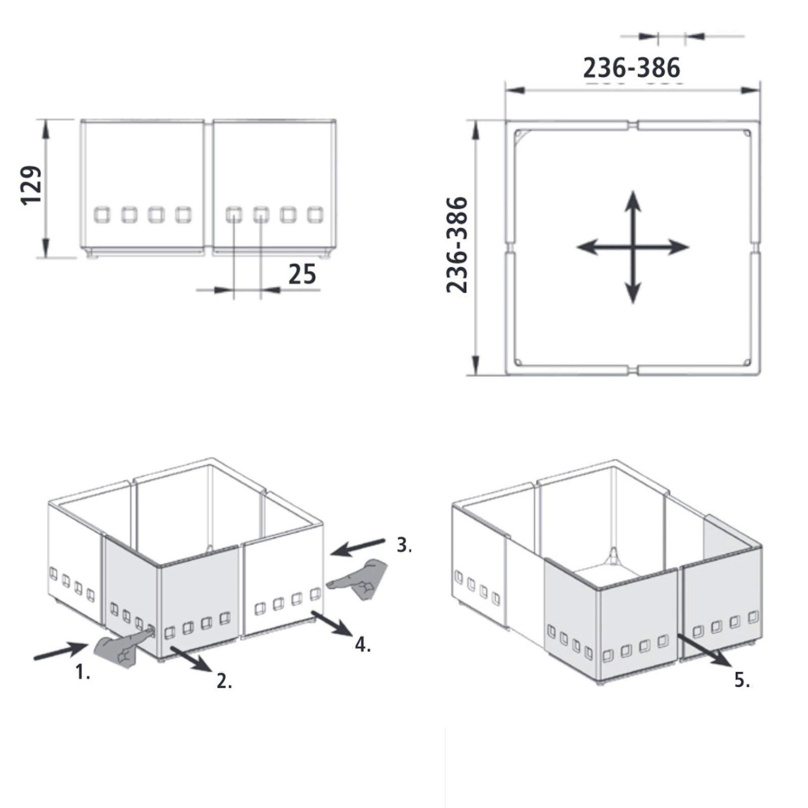 Set da 2 x SO-Tech® CuisioFlex Divisori Separatori per Cassetti Grigio Alluminio/Bianco Traslucido