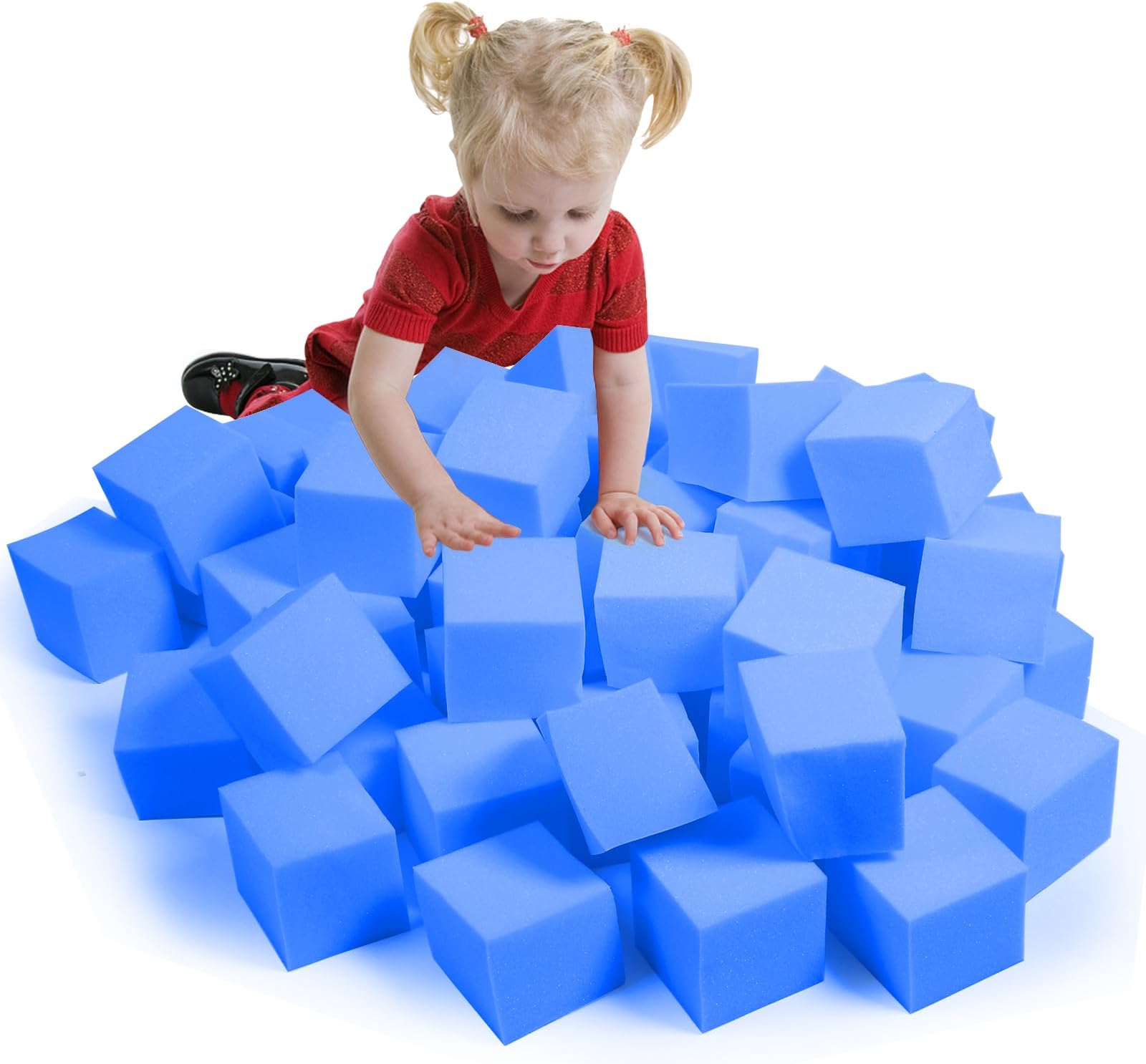 Foam Pit Cubes Blocks - 36PCS Sponge Form Cubes for Foam Ball Pits, Gymnastics, Freerunning and Parkour Courses, Skateboard Parks, BMX, Trampoline Arenas-Dark Blue(5" x 5" x 5")
